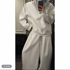 春季新款假两件连帽上衣弯刀裤套装男W369-P108K369-P78(网图），男装休闲套装，电商B267
