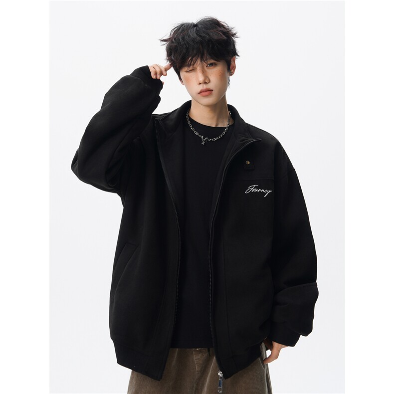 复古麂皮绒立领外套男女潮牌大码春秋飞行夹克美式外套JK5210/P80,男装夹克,电商B238