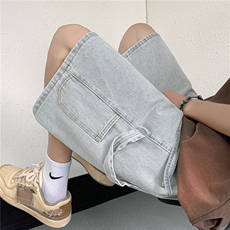 复古牛仔短裤男潮牌ins设计感小众五分裤夏季薄款外穿宽松裤子男，男装牛仔裤，星座716-4