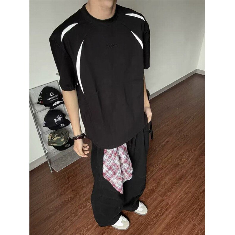【有货】DHT192-批40美式复古解构拼色短袖t恤男女夏季情侣半袖,男装T恤,星座603-2
