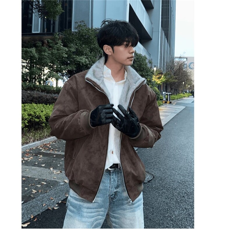 2025秋冬美式复古重磅双色棉衣男高街痞帅保暖座山雕外套，男装棉衣，星座506A