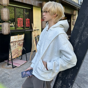 抖音得物高品质二开 25秋冬美式重磅宽松结构设计连帽卫衣外套W78图片