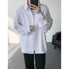 衬衫男秋季新款港风宽松纯色口袋款长袖衬衣CS151-P30，男装衬衫，星座214-3