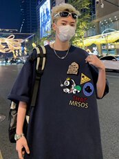 T838港风潮牌高街美式短袖T恤男夏季新款宽松重磅纯棉体恤，男装T恤，星座304A