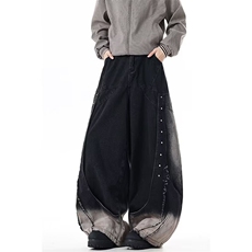 冬季新款美式复古做旧蓝纽扣设计工装牛仔裤N0396-P70，男装牛仔裤，星座308B-2
