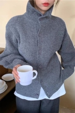 时尚宽松加厚羊毛开衫女秋冬新款高领长袖针织衫外套百搭显瘦毛衣，女装羊毛衫，泰沅羊绒