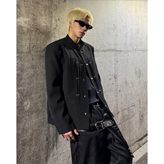 现货25秋冬男士新中式设计感立领金属扣西装外套XZ177-P128，男装西服，电商B288