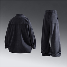 风长袖灯芯绒套装立领盘扣男士纯色套装两件套DSA008-TZ2524，男装休闲套装，电商A008