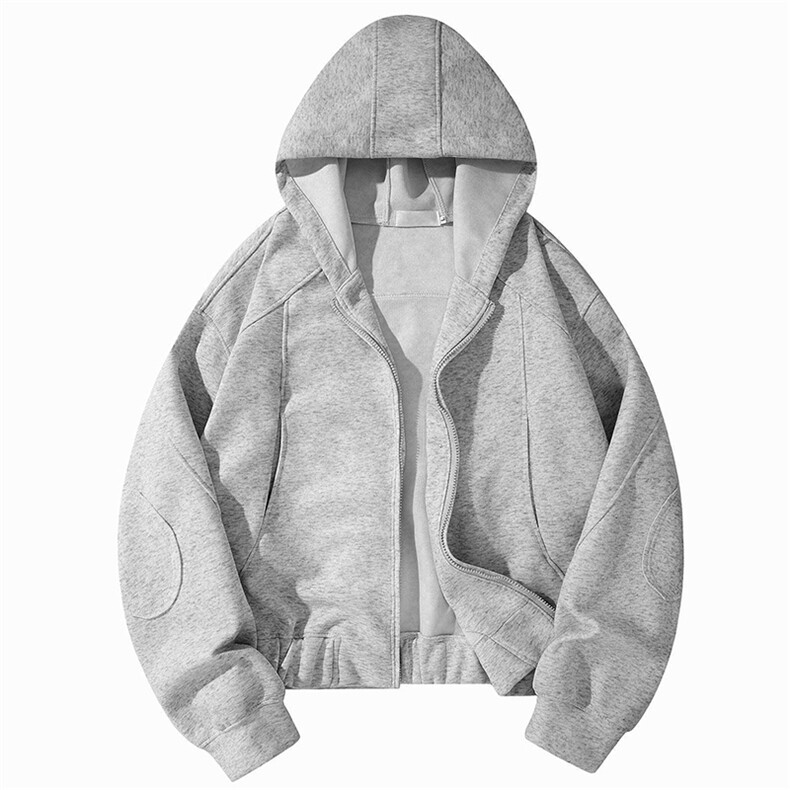 抖音得物高品质美式高街重磅辑明线结构设计连帽卫衣开衫外套W83，男装卫衣，电商A486-1