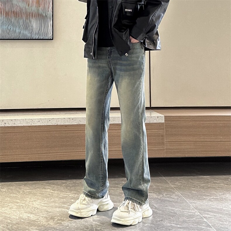 秋冬美式复古牛仔裤高街休闲裤男款微喇叭长裤1412-2/992/P65,男装休闲裤,星座1412-2