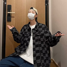 2023秋季外套外穿宽松牛仔服新款港风提花牛仔夹克W3541-P58，男装夹克，星座512-2