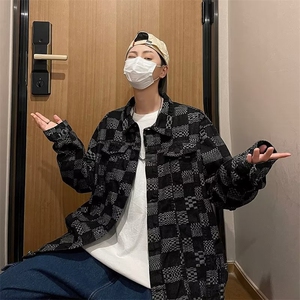 2023秋季外套外穿宽松牛仔服新款港风提花牛仔夹克 W3541-P58图片