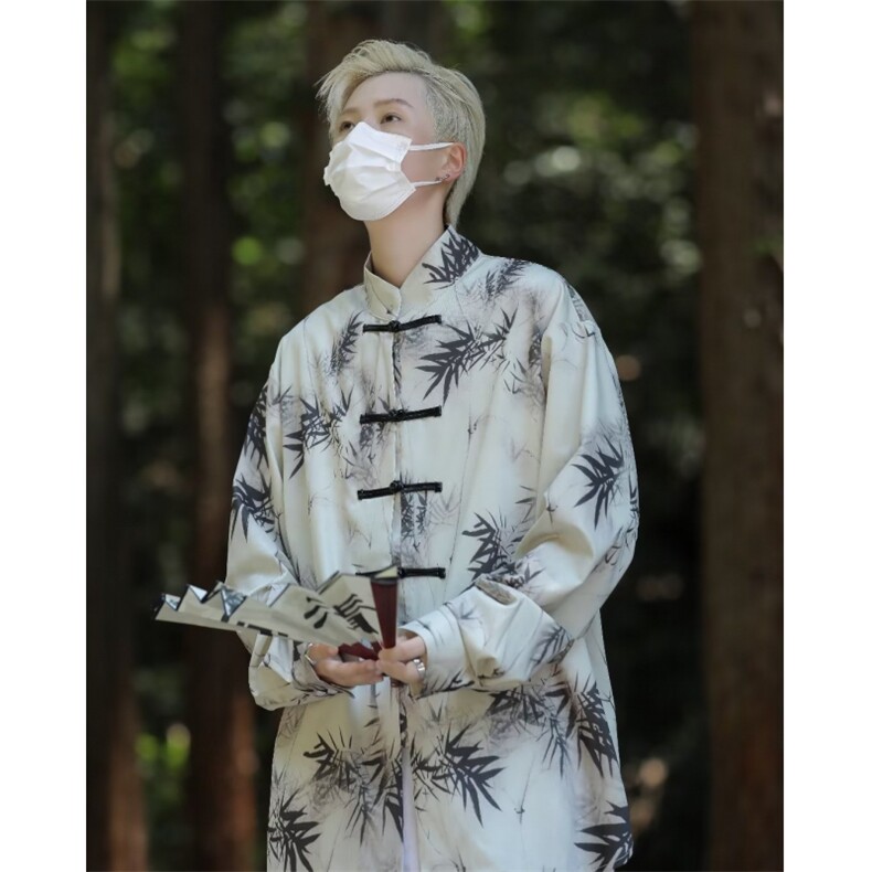 新款潮流男冰丝中山唐装衬衫 C4523 P35图片