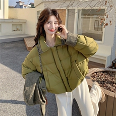 韩系格纹连帽泡芙羽绒服外套女冬2025新款设计白鸭绒面包服，女装羽绒服，慧尚2-185