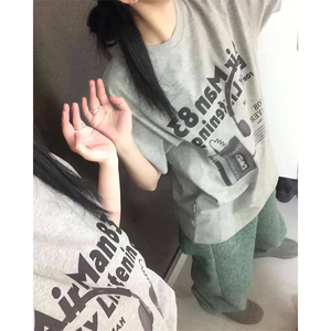 T0744-P25 怀旧随声听复古纯棉印花T 情侣款休闲上衣短袖图片