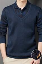 中年男士2023冬季加绒新款长袖圆领休闲保暖毛衣针织衫DDD163-P80图片