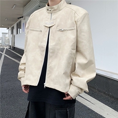 DJK8542-P78春秋外套男生短款飞行员夹克美式复古机车服皮衣潮，男装夹克，星座603-2