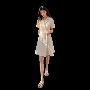 主推！数据好！现货！2021新款杏色西装连衣裙165A-6518-P85-K148图片