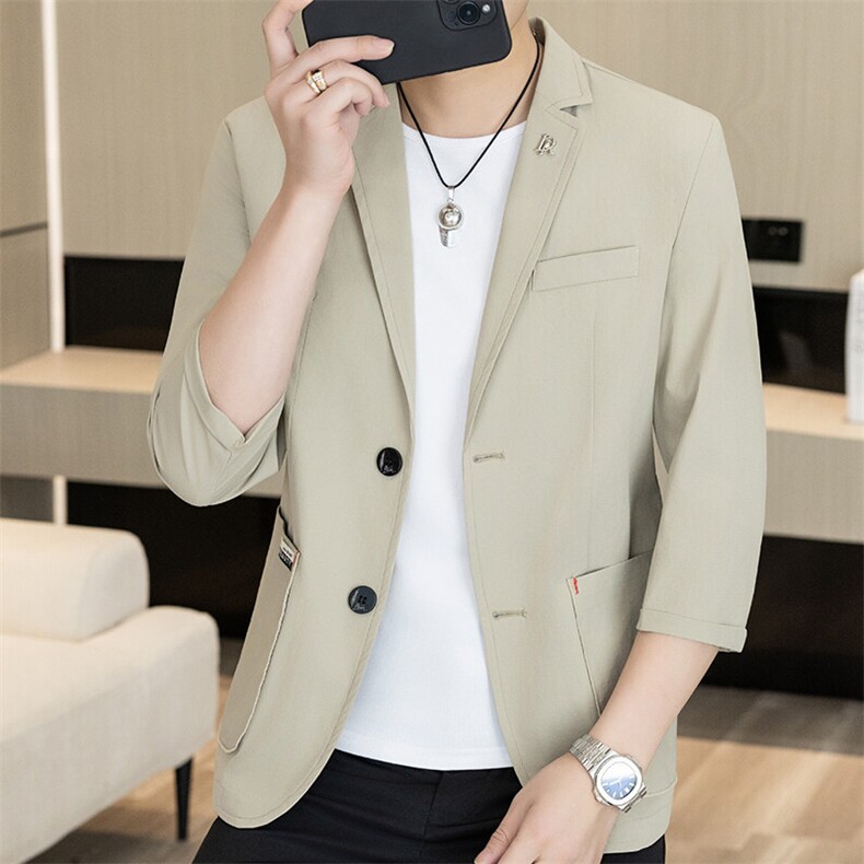 XF320-P90夏季时尚男士舒适百搭七分袖西服中袖小西装,男装西服,星座507A（原星座306B-2）