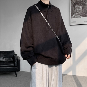 8XL-M复古半拉链立领毛衣男大码宽松针织线衫上衣外套MY1507/P75图片