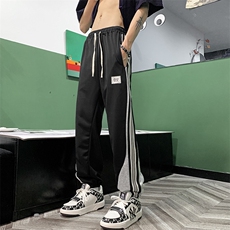 2023撞色拼接条纹卫裤男宽松运动休闲高街美式束脚裤子K0014-P32，男装休闲裤，星座308B-1