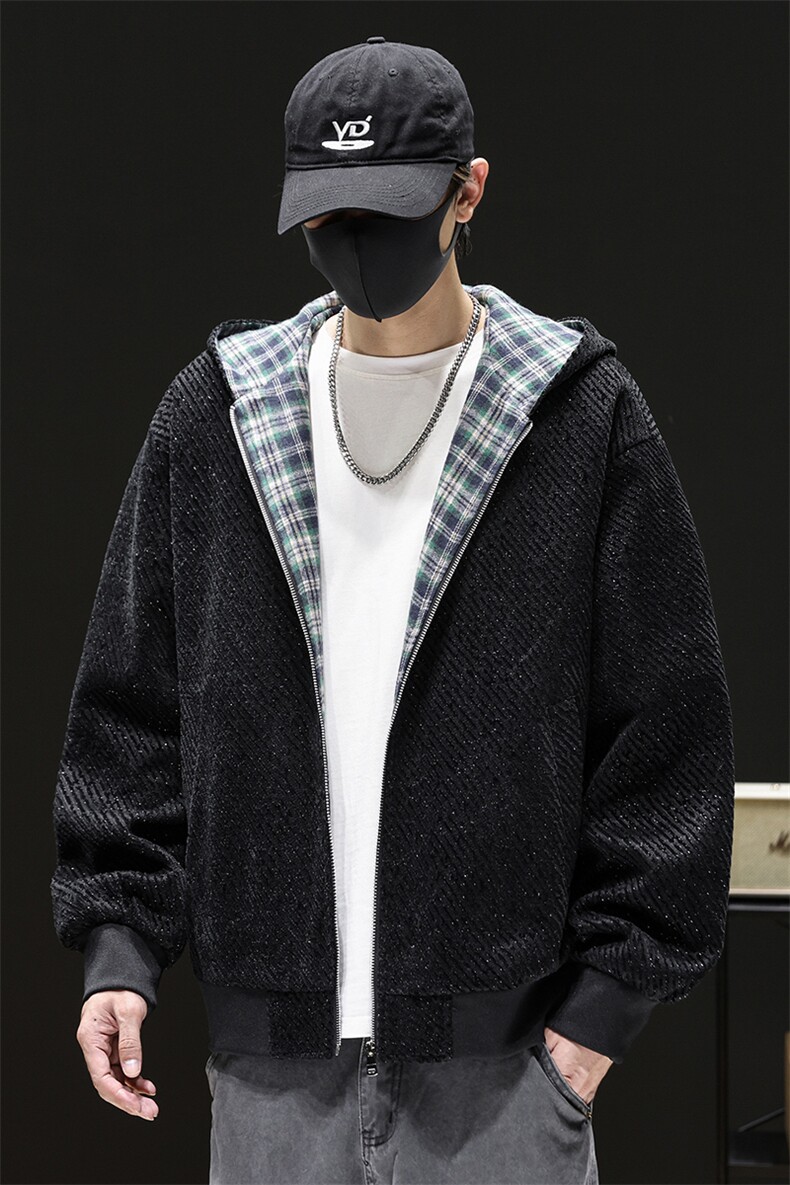 小香风cleanfit条纹外套男2025秋季潮牌连帽夹克衫Q5561-P68,男装夹克,星座610（原A335）