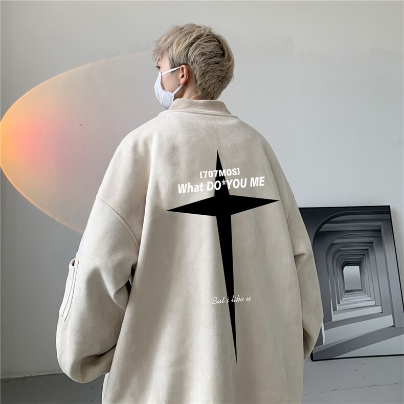 23秋款美式复古麂皮绒飞行棒球服男女夹克外套JF3275-P80控108图片