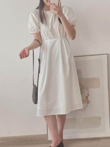 现货韩系背后系蝴蝶结连衣裙，女装连衣裙，汐美