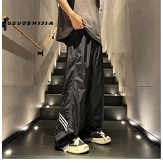 GX30P35小牛津微防水休闲运动裤三条杠宽松直筒男女看休闲裤，女装休闲裤，星座1108-5