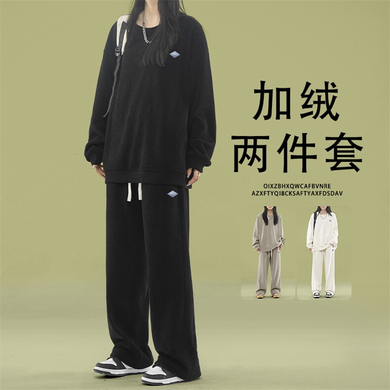 新款秋季高级感条绒圆领外套休闲套装TZ812常规特批98加绒特批118,男装休闲套装,星座718