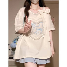 H0674-P40斜肩甜美性感中长短袖T恤女，女装T恤，星座617A-2
