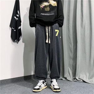 美式潮牌裤子男秋季直筒宽松大码男裤运动卫裤灯芯绒裤B439P35图片