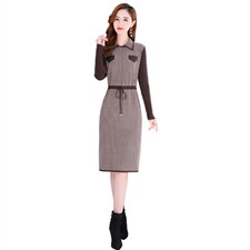 2021秋季新款时尚气质有女人味的毛衣连衣裙，女装连衣裙，金典明美