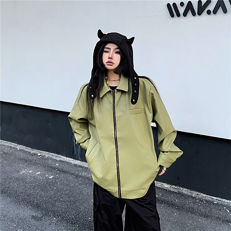 港风秋款男女皮夹克宽松中性风情侣款休闲皮衣外套JK99P75,男装夹克,星座1013-1