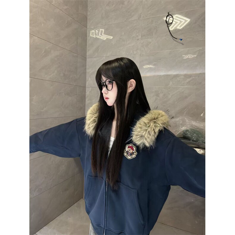 5675-P73现货#好质量原版做工可拆卸大毛领+刺绣卫衣加绒/薄款,男装卫衣,星座617A-2