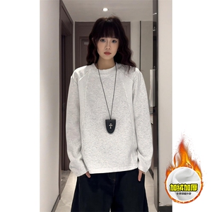 抖音得物高品质美式高街重磅曼巴棉cleanfit螺纹拼接卫衣长袖T恤图片