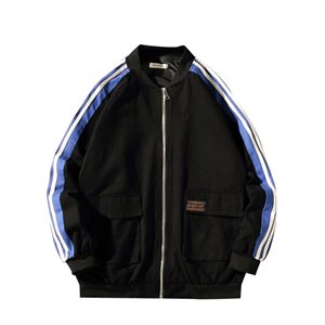 2021马切达大码秋季新日系潮牌男棒球领条纹宽松夹克J956-P75图片