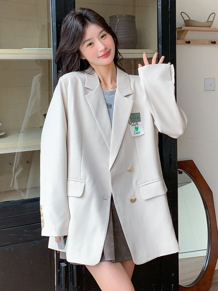 春现浅色系简约贴标西装外套B190-5023-K178-P130,女装西装,2B190