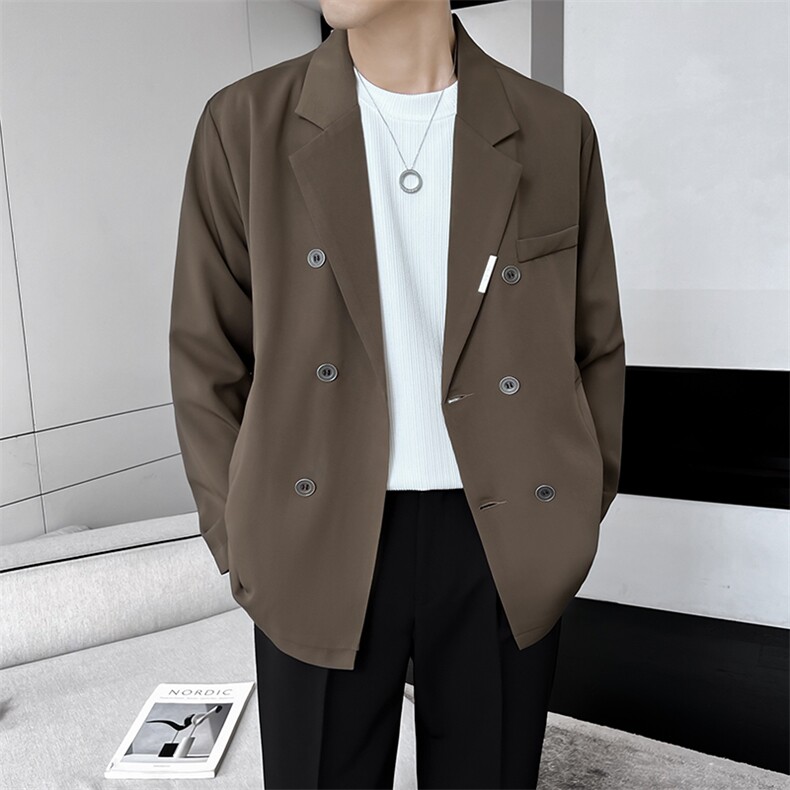 23/秋轻熟风西装外套男士韩版宽松双排扣西服上衣A210-XZ02,男装西服,电商A210