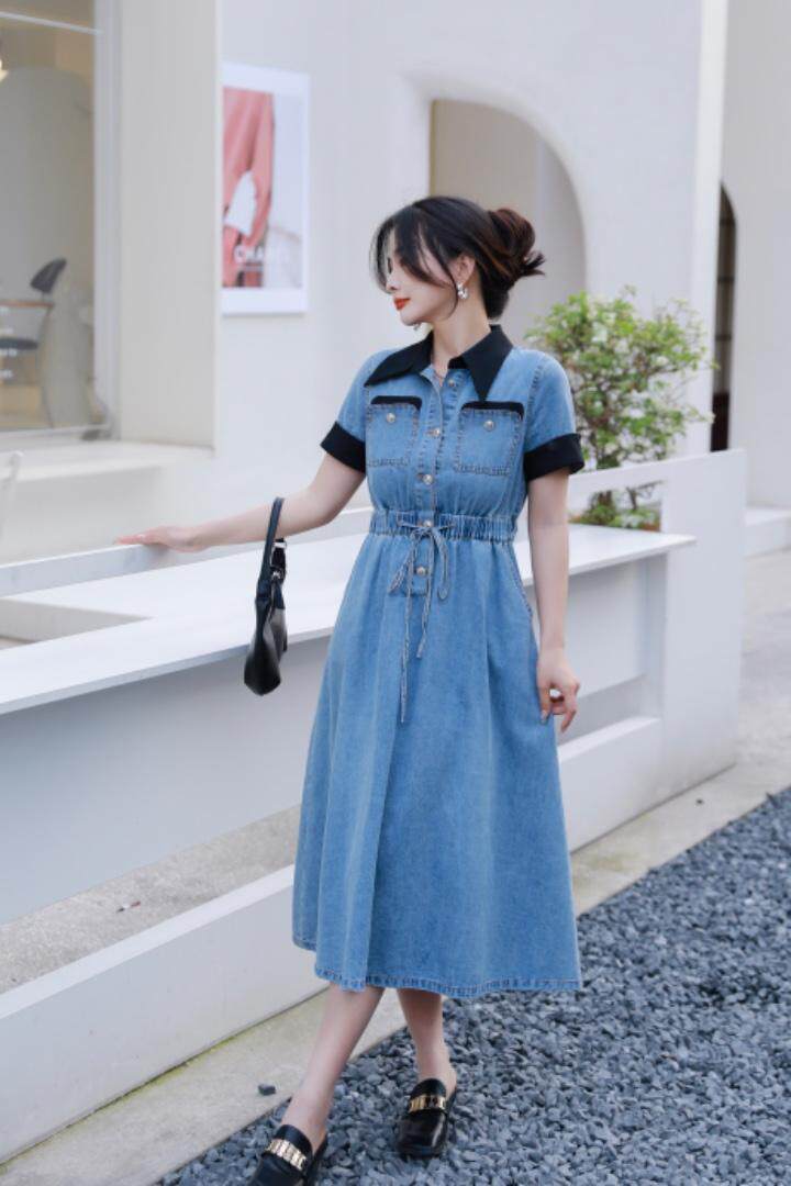 2023年夏装牛仔连衣裙，女装连衣裙，贻思茗