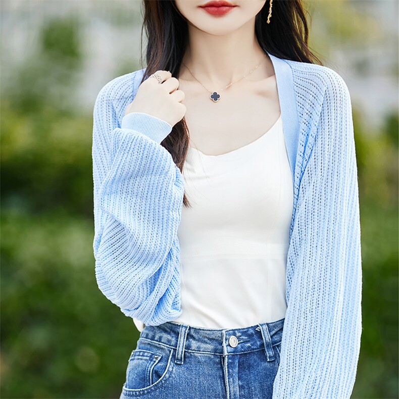 针织开衫薄款女小披肩防晒2025新款长袖镂空蝙蝠袖开衫连衣裙外搭,饰品披肩,斯美雅安迪绒