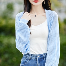 针织开衫薄款女小披肩防晒2025新款长袖镂空蝙蝠袖开衫连衣裙外搭，披肩，斯美雅安迪绒