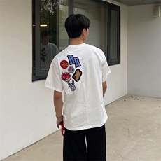 万针全刺绣工艺得物抖音高品质260克纯棉双纱美式高街短袖T恤P33，男装T恤，电商A486