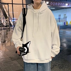 WY2035-P35加绒款-P40纯棉连帽卫衣男大码运动帽衫宽松薄外套男，男装卫衣，电商A040