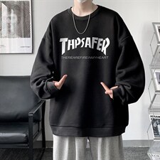 高街圆领卫衣男大码加厚长袖t恤男装S6007-P28加绒款-P33，男装卫衣，电商A040