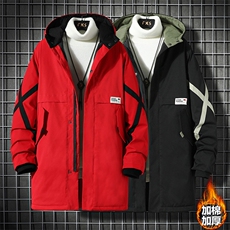 8XL~M2023冬季新款加棉加厚连帽中长款棉衣加肥加大码宽松棉袄男，男装棉衣，钱塘717(原712)