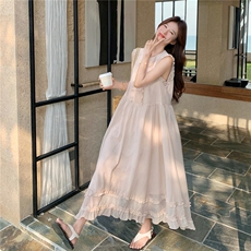 【现货】柔雾粉清新甜美木耳边连衣裙P160-K238，女装连衣裙，网红馆