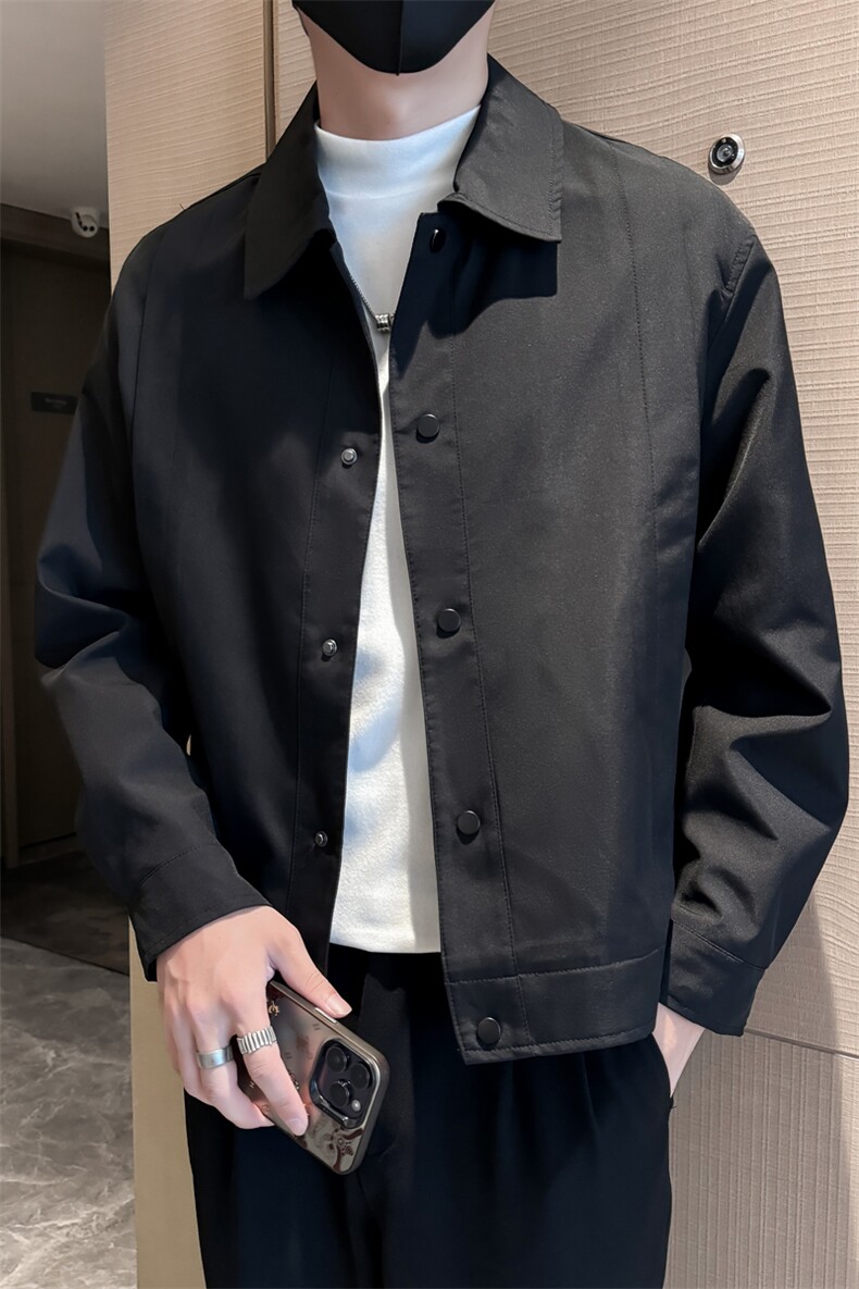社会小伙男士秋冬纯色2025秋季长袖夹克店主风JK0817-P115,男装夹克,电商A236