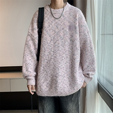 B312P75季拼色圆领毛衣男美式复古潮牌宽松冬装毛衣，男装针织衫/毛衣，星座512-6