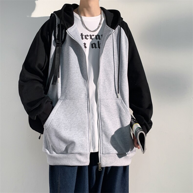 wassuphappy开衫卫衣男春秋季2025新款潮流美式重磅连帽休闲外套,男装卫衣,电商A436